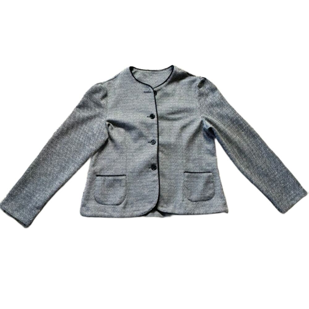 Vintage Stylecraft 80's Chevron Women's Black and White Jacket Blazer M